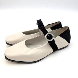 Avec Les Filles Gaelle Mary Jane Flats Womens Creamy White/Black Size US7 EU37.5